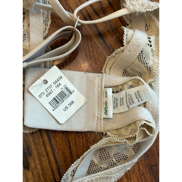 Aerie Plunge Lace Racerback Bra Beige 38B New with Tags - Picture 3 of 4